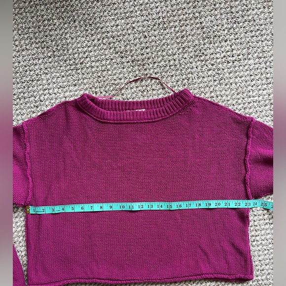 Free People We The Free Inside Out Knit Pullover Sweater Magenta Strut - Picture 6 of 10
